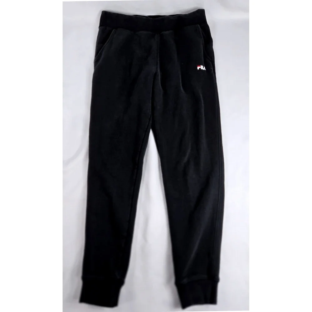 FILA Sweatpants‎ Joggers Black Cotton Blend Logo Athleisure Medium Running Cross